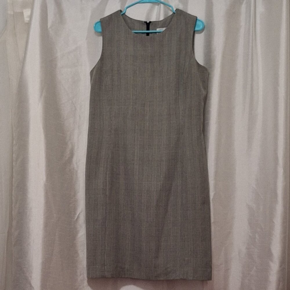 Larry Levine Classic Sleeveless Sheath Gray Herringbone Size 14 - Picture 5 of 11